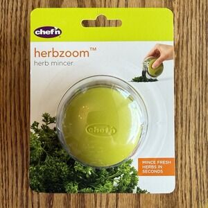 Chef'n HerbZoom Fresh Herb Mincer Stainless Steel Green Rubber Grip Compact NIP